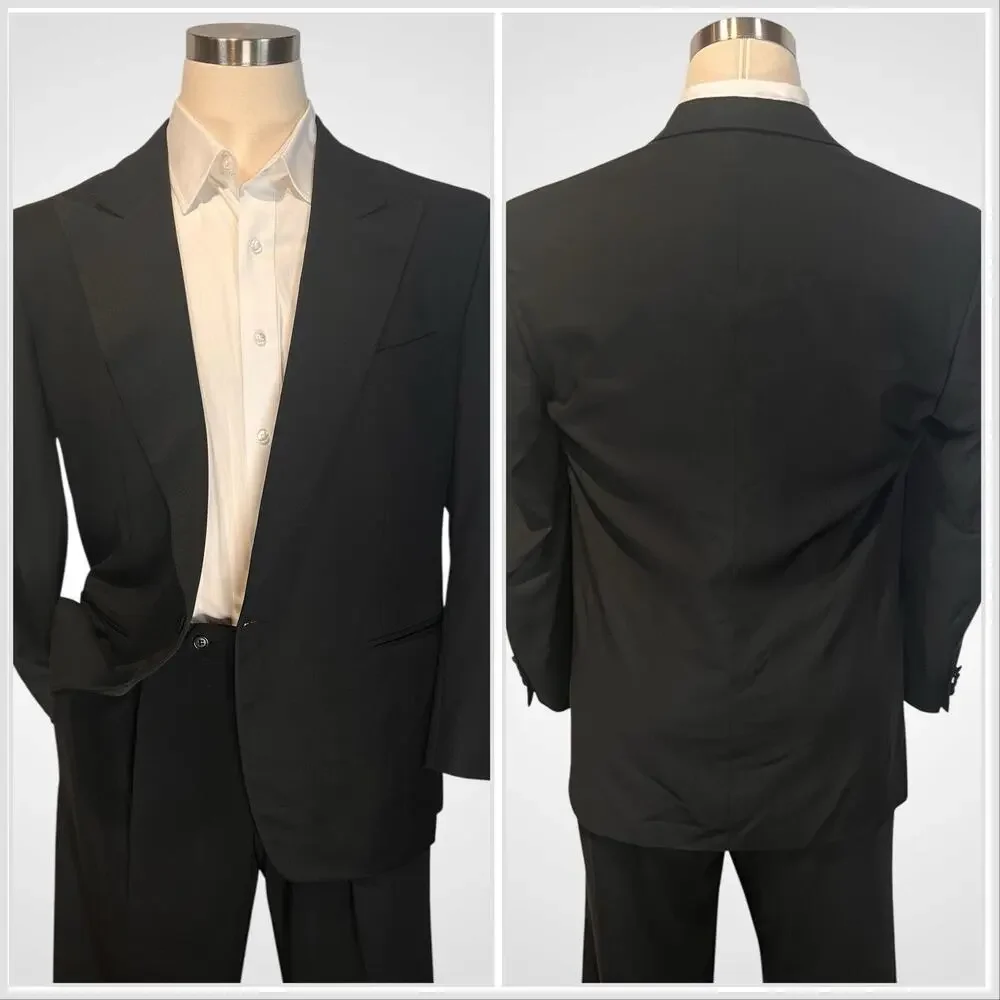 Vintage Ermenegildo Zegna Tuxedo Jacket 42R Black Formal Designer - Picture 2 of 16